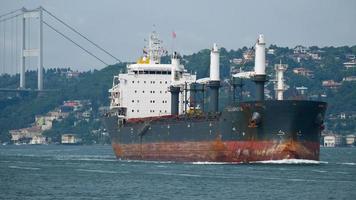 ISTANBUL, TURKEY, 2018  -  View of a ship cruising down the Bosphorus in Istanbul Turkey on May 24, 2018 photo