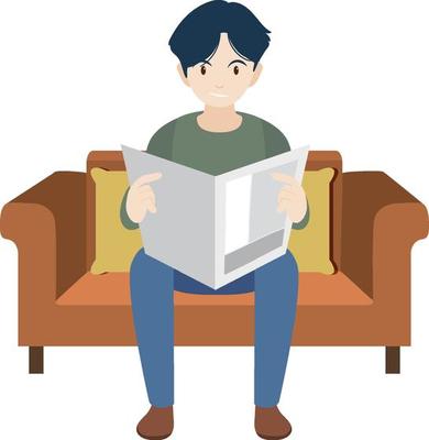 A man reading newspaper flat design