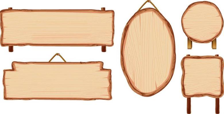 Set of different wooden sign boards