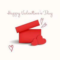 Vector three-dimensional Valentine's Day greeting card template with a red box and a heart