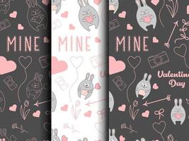 A set of seamless patterns for Valentine's Day vector