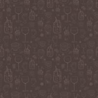 Seamless background for a coffee shop with cups and glasses in the contour vector