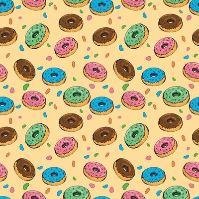 Seamless vector background with colorful donuts