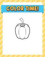 Worksheets template with color time text vector