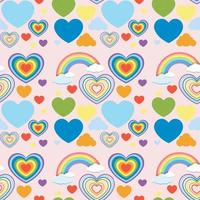 Seamless heart and rainbow pattern vector