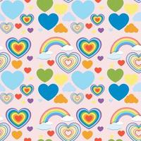 Seamless heart and rainbow pattern vector