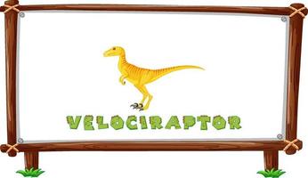 Frame template with dinosaurs and text velociraptor design inside vector