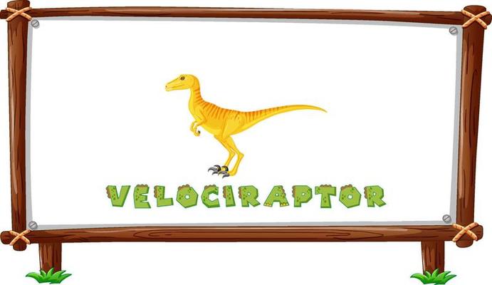 Frame template with dinosaurs and text velociraptor design inside
