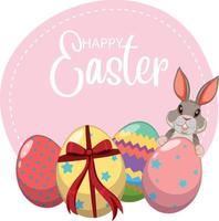 Happy Easter design with bunny and eggs vector