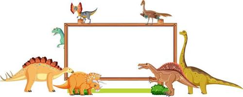 Empty board with many dinosaurs vector