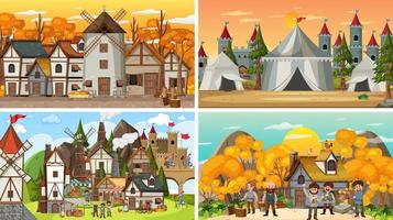 Set of different scene medieval vector