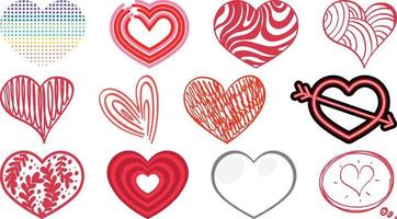 Different style of hearts isolated on white background vector