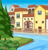 Italy town style house and building landscape vector