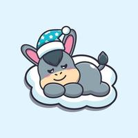 Cute donkey sleep cartoon vector illustration