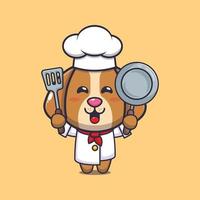 lindo perro chef mascota personaje de dibujos animados vector