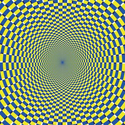 Psychedelic optical spiral with radial rays,