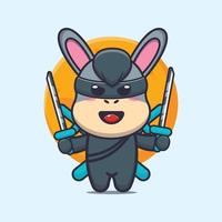 Cute donkey ninja cartoon vector illustration