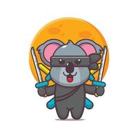 Ilustración de vector de dibujos animados lindo ninja koala