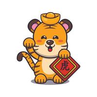 Cute tiger in chinese new year. Cute cartoon animal illustration. vector