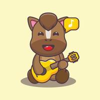 Cute horse playing guitar cartoon vector illustration