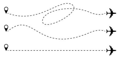 Airplane route dotted lines. vector