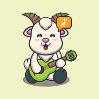 Cute goat playing guitar cartoon vector illustration