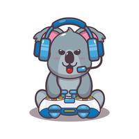 Cute koala play a game cartoon vector illustration