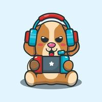 Cute dog playing a game cartoon vector illustration.