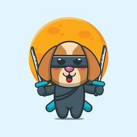 lindo perro ninja dibujos animados vector ilustración.