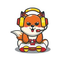 Cute fox play a game cartoon vector illustration