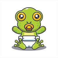 Ilustración de vector de dibujos animados lindo bebé rana