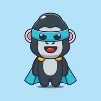 Cute super gorilla cartoon vector illustration