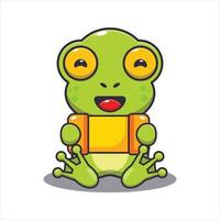 Cute frog playing a game cartoon vector illustration