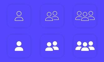 Crowd of People Line and Silhouette Icons. Human Social Group Outline Pictogram. People Partnership and Leadership Concept. Persons Symbol Business Team. Isolated Vector Illustration.