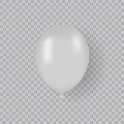 Realistic Mockup White Balloon on Transparent Background. Single 3d Grey Air Ball. Round Ballon Mock Up for Birthday, Party, Anniversary, Festive. Isolated Vector Illustration.