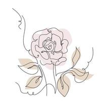 Rose continuous line , outline sketch style vector abstract art.