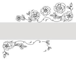 Rose continuous line invitation, outline sketch style vector abstract art.