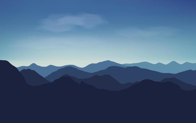 silhouettes of panoramic mountains view landscape