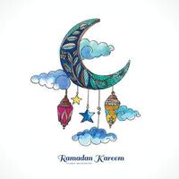 hermosa luna decorativa ramadan kareem fondo vector