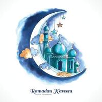 hermosa luna decorativa ramadan kareem fondo vector