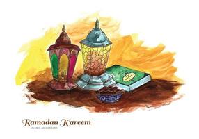 Ramadan kareem islamic holy festival greeting card design vector