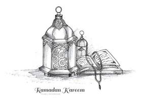 Hand draw arabic lamps sketch card design vector