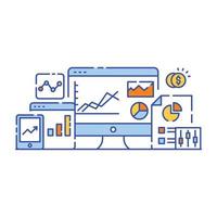 Stock market analysis in flat design illustration vector