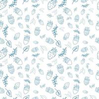 Seamless pattern with strawberries. Pattern. Vector illustration. Blue outline.