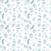 Seamless pattern with strawberries. Pattern. Vector illustration. Blue outline.