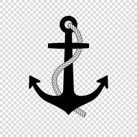 Nautical anchor with rope icon vector