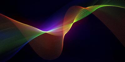 Dark background abstract colorful wavy lines vector