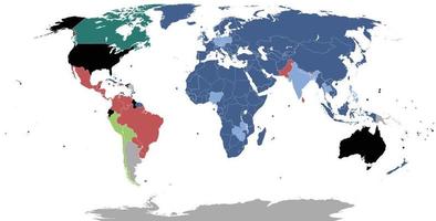 mapa del mundo sobre fondo blanco. plantilla de mapa mundial con continentes, américa del norte y del sur, europa y asia, áfrica y australia vector