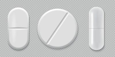 3d Realistic White Medical Pill Template for your design vector