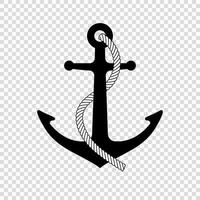 Nautical anchor with rope icon vector